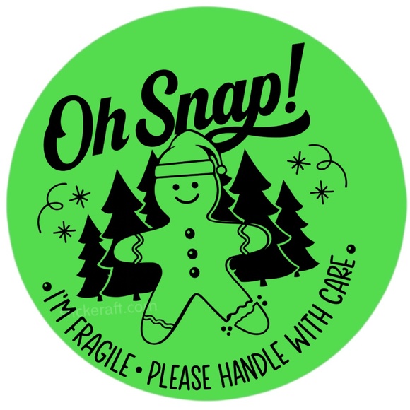 ✨ Oh Snap! Gingerbread Sticker • Holiday Fragile Handle With Care ✨ - Picture 4 of 4